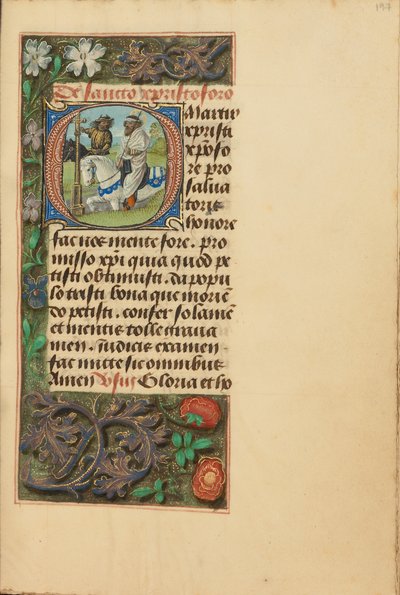 Initiale O : Saint-Christophe - Master of the Dresden Prayer Book