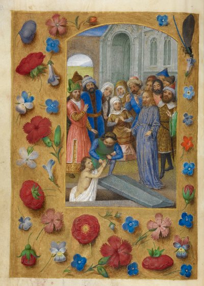 Christ et la Résurrection de Lazare. - Master of the Dresden Prayer Books