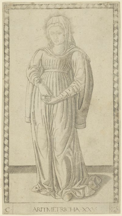 Arithmétique, planche 25 des Arts et Sciences - Master of the E Series Tarocchi