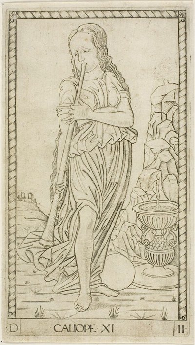 Calliope, planche onze de Apollon et les Muses - Master of the E Series Tarocchi