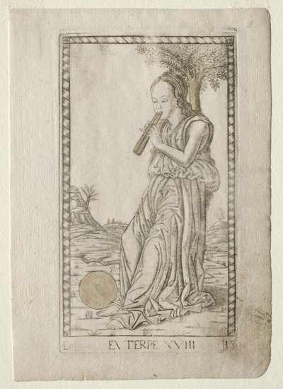 Euterpe, musique, poésie lyrique de la série Tarocchi, avant 1467 - Master of the E Series Tarocchi