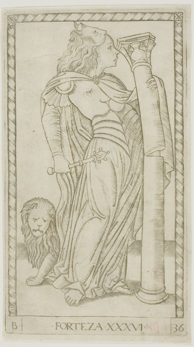 Fortitude, planche 36 de Genii et Vertus - Master of the E Series Tarocchi