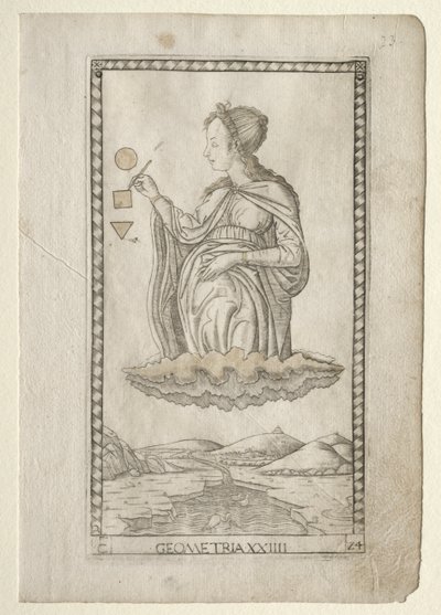 Géométrie de la série Tarocchi, série C : Arts libéraux, #24, avant 1467 - Master of the E Series Tarocchi