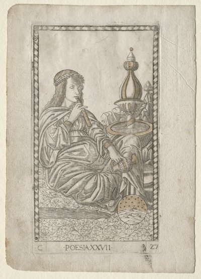 Poésie des Tarocchi, série C : Arts libéraux, n°27, avant 1467 - Master of the E Series Tarocchi