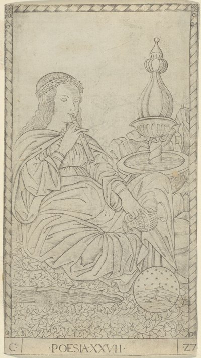 Poésie, planche 27 des Arts et Sciences - Master of the E Series Tarocchi