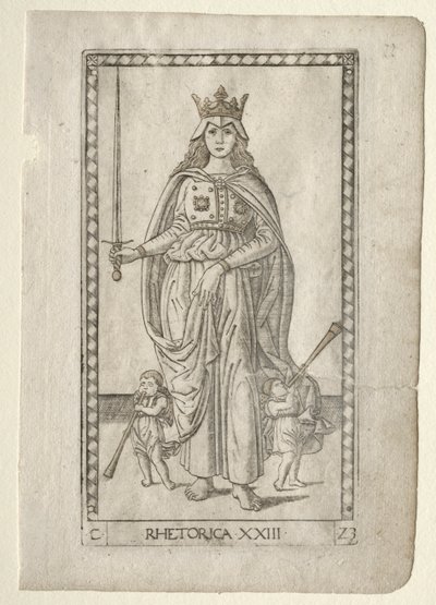 Rhétorique de la Tarocchi, série C : Arts libéraux, n°23, avant 1467 - Master of the E Series Tarocchi