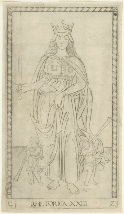 Rhétorique, planche 23 des Arts et Sciences - Master of the E Series Tarocchi