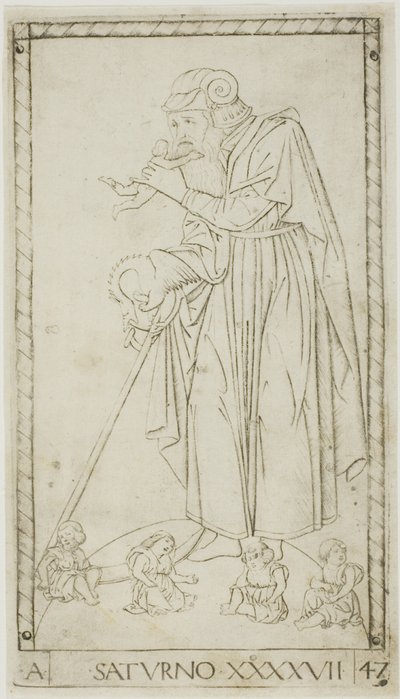 Saturne, planche 47 de Planètes et Sphères - Master of the E Series Tarocchi