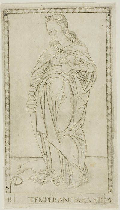 Tempérance, planche 34 de Génies et Vertus - Master of the E Series Tarocchi
