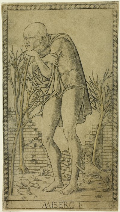 Le Mendiant, planche une de Les rangs et conditions des hommes - Master of the E Series Tarocchi