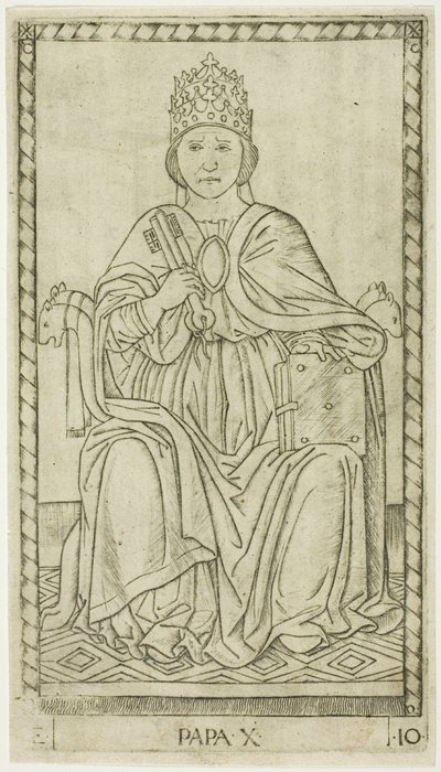 Le Pape, planche dix de Les rangs et conditions des hommes - Master of the E Series Tarocchi