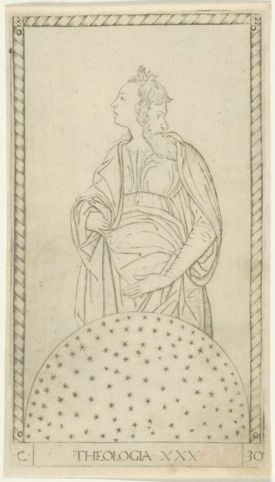 Théologie, planche 30 des Arts et Sciences - Master of the E Series Tarocchi