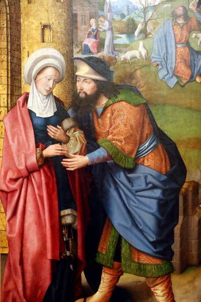 La rencontre de Joachim et Anne devant la Porte Dorée - Master of the Evora Altarpiece