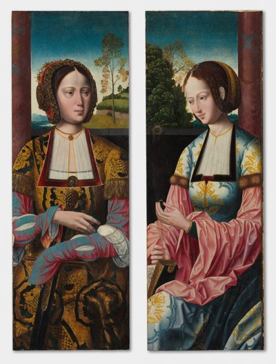 Sainte Catherine et Sainte Barbara, paire, vers 1520 - Master of the Holy Blood