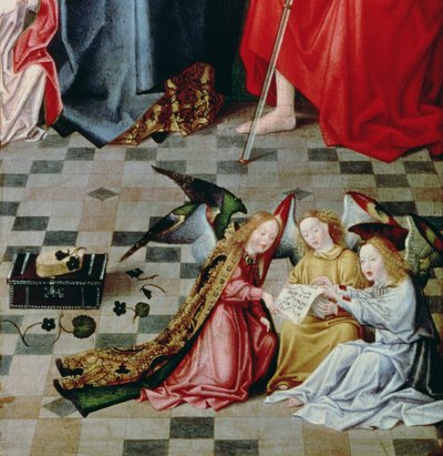 Les Sept Joies de la Vierge : détail de trois anges chantants, c.1480 (détail) - Master of the Holy Parent