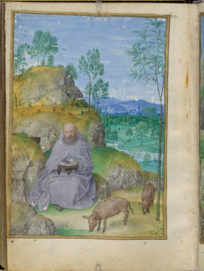 Saint Antoine abbé au désert, miniature des Heures Emerson-White. - Master of the Houghton Miniatures