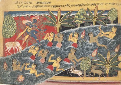 Les Gopis supplient Krishna de rendre leurs vêtements..., vers 1560-1565 - Master of the Isarda