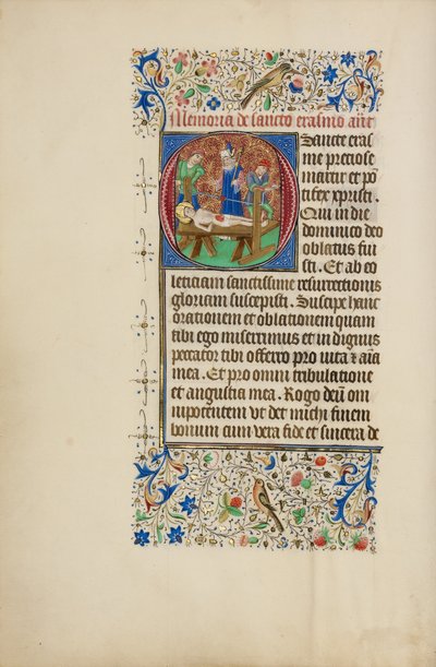 Initial O : Le martyre de saint Érasme - Master of the Llangattock Hours