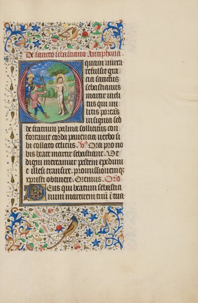 Initiale O : Le martyre de saint Sébastien - Master of the Llangattock Hours