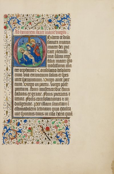 Initial O : La Pietà avec saint Jean l
