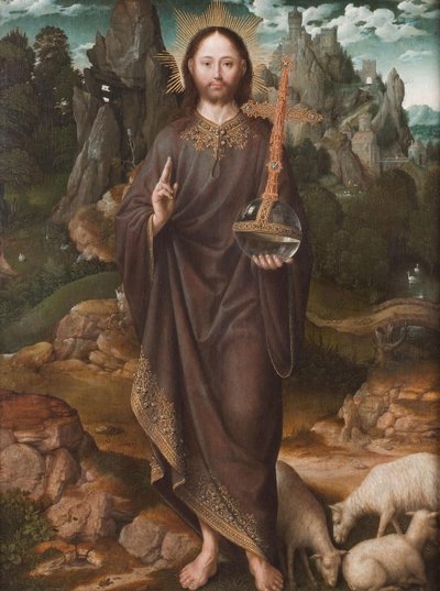 Dutch : Christus als Salvator Mundi Salvator Mundi dans un paysage - Master of the Mansi Magdalen
