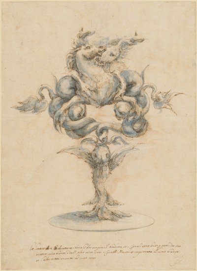 Une carafe à vin avec deux hippocampes combattants - Master of the Medici Banquet Decanters