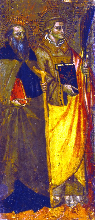Saint Antoine Abbé et un martyr, vers 1355-1390 - Master of the Misericord