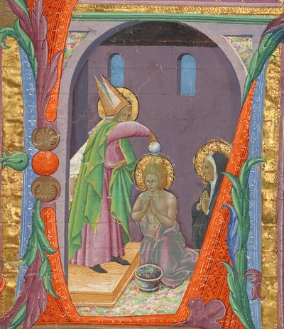 Initiale L : Le baptême de Saint Augustin - Master of the Osservanza