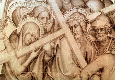Le parement de Narbonne : le Christ portant sa croix (grisaille sur soie) - Master of the Parement of Narbonne