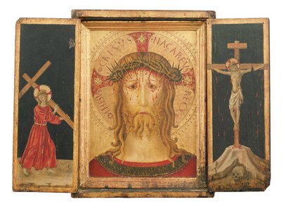 Un triptyque : Christ le Rédempteur flanqué du Christ portant la Croix et La Crucifixion - Master of the Pietà di San Costanzo