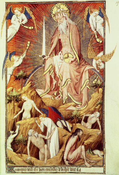 Ms Lat. 9471 f.194 Le Jugement Dernier, des Grandes Heures de Rohan, c.1418-25 - Master of the Rohan Hours