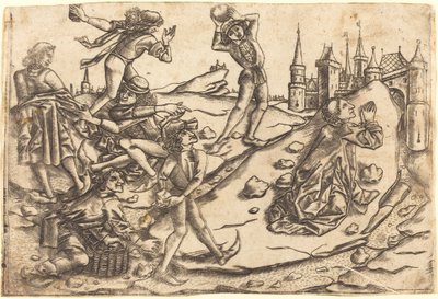 La Lapidation de Saint Étienne - Master with the Banderoles after Israhel van Meckenem