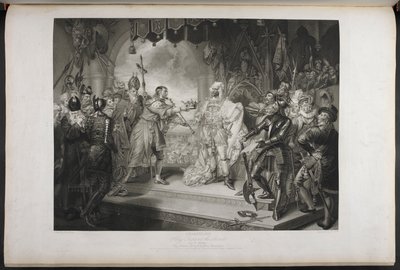 Richard II, Acte IV, Scène I. Richard II, Bolingbroke, York, Aumerle, etc. À la maison du Parlement, c.1803 (gravure) - Mather Brown