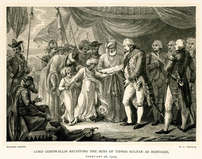 Lord Cornwallis recevant les fils de Tippoo Sultan comme otages - Mather Brown