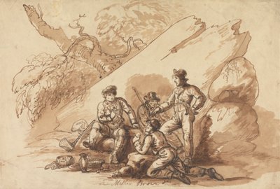 Ouvriers à la collation (Banditti ?) - Mather Brown