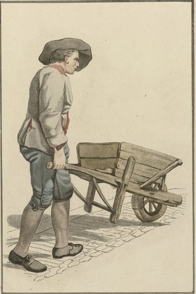 Homme avec une brouette - Mathias de Sallieth