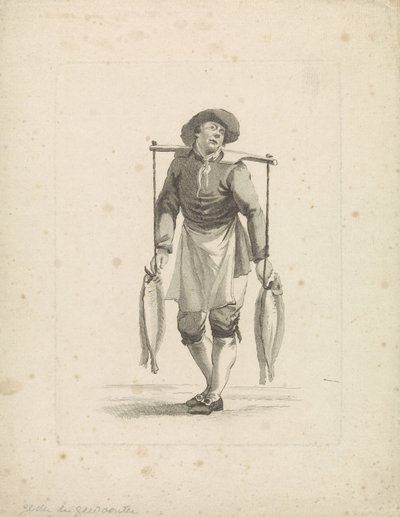 Vendeur de poissons portant des poissons sur un joug - Mathias de Sallieth