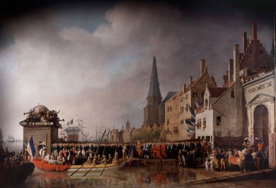 Entrée de Napoléon Bonaparte (1769-1821) et Joséphine de Beauharnais (1763-1814) à Anvers le 18/07/1803. Peinture par Mathieu Ignace Van Bree (1773-1839) - Mathieu Ignace van Bree