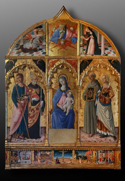 Madone et Enfant avec les saints Jacques, Augustin, Bernardin et Marguerite, premières décennies du XIVe siècle - Matteo di (c.1430 95) Giovanni