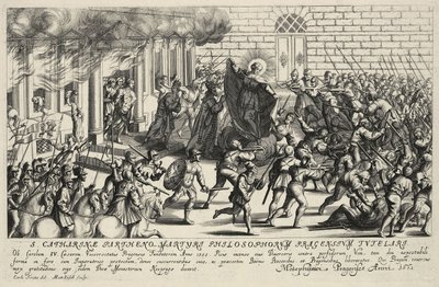 Sainte Catherine protège Charles IV pendant la révolte populaire pisane en mai 1355 - Matthäus Küsel