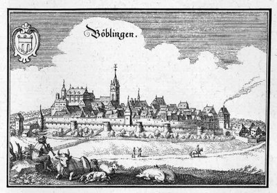 Böblingen - extrait de Topographia Sueviae (Souabe) - Matthaus Merian
