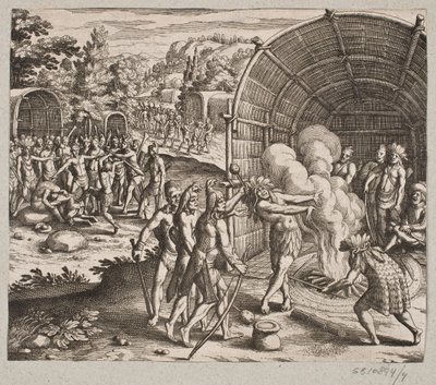 Dans la maison du roi Pamukes, ils ont commencé cette cérémonie - Matthäus Merian d.Æ.