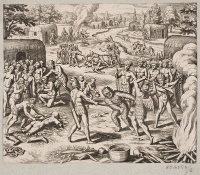 Quand ils capturent un de leurs ennemis, ils sont exécutés et mangés de manière barbare et inhumaine - Matthäus Merian d.Æ.
