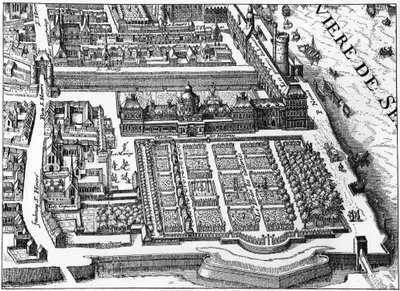 Paris : le palais et le jardin des Tuileries en 1615, fac-similé du plan de Mathieu Merian - Matthaus the Elder (after) Merian