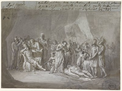 Le corps de Patrocle pleuré dans la tente d