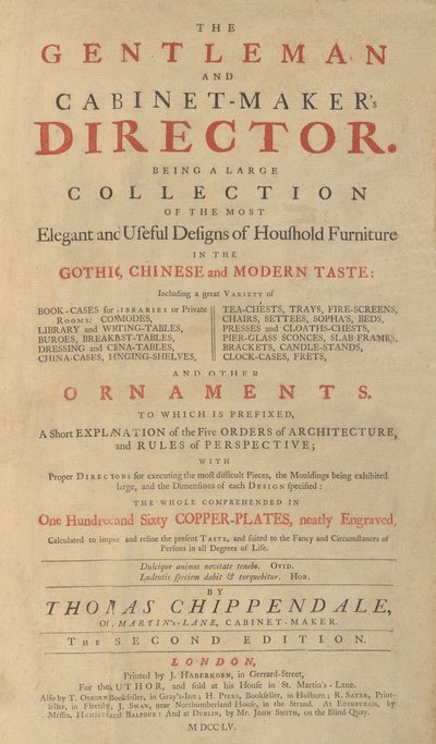 Directeur du gentleman et du fabricant de meubles, 1755 - Matthew Darly