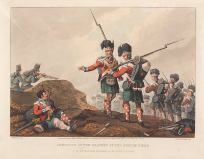 Anecdote de la bravoure du joueur de cornemuse écossais du 71e régiment Highland, à la bataille de Vimiero - Matthew Dubourg