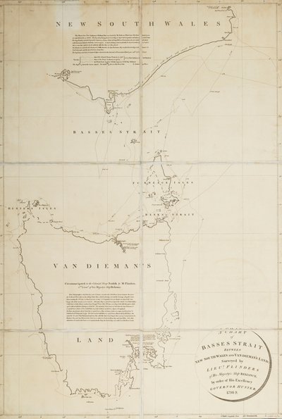 Carte du détroit de Bass entre la Nouvelle-Galles du Sud et la Terre de Van Diemen, relevée par le lieutenant Flinders du HMS 