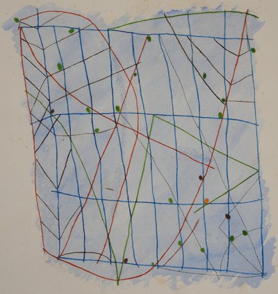 tableau à bâtons 2, 2014 (crayon aquarelle) - Matthew Hilton