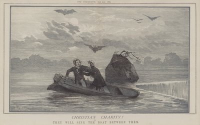 Charité chrétienne ! ou, ils vont couler le bateau entre eux (lithographie en couleur) - Matthew